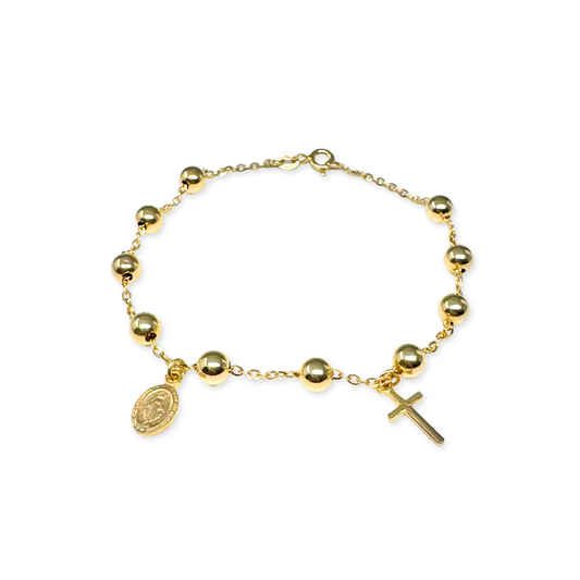 Bracciale rosario Big in Oro e ciondoli - Oro18kt