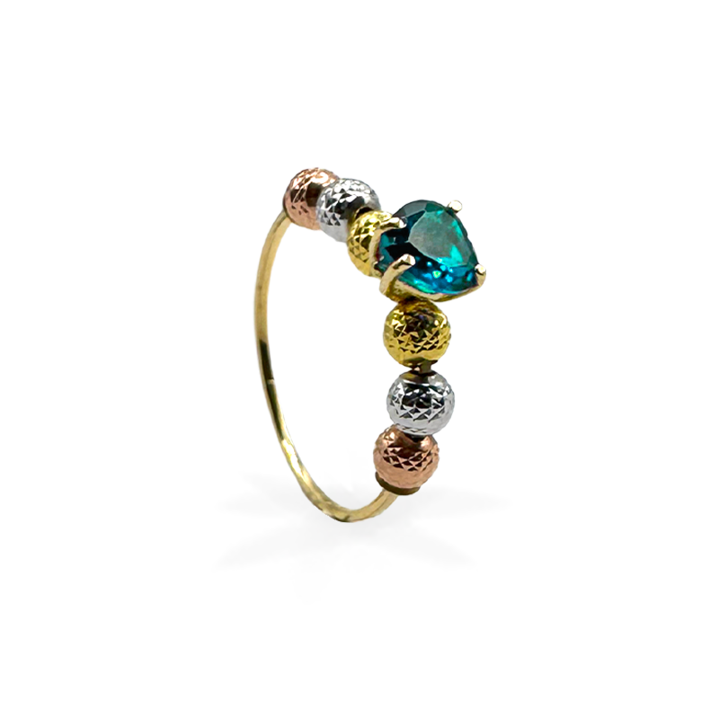 Anello Milleluci con cuore colorato Azzurro - Oro18kt