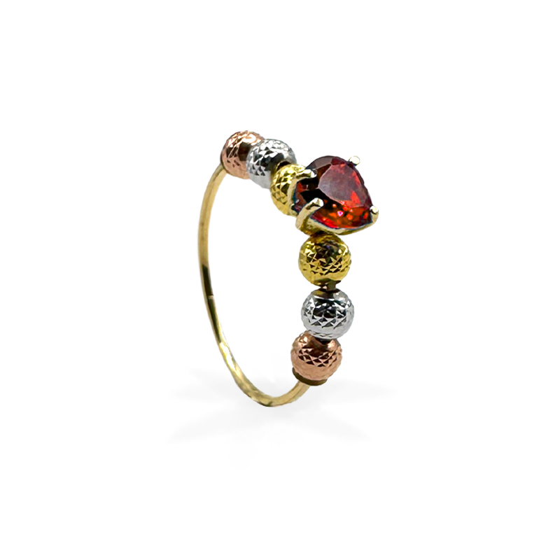 Anello Milleluci con cuore colorato Rosso - Oro18kt