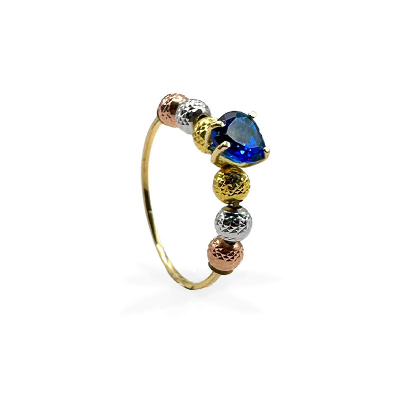 Anello Milleluci con cuore colorato Blu - Oro18kt