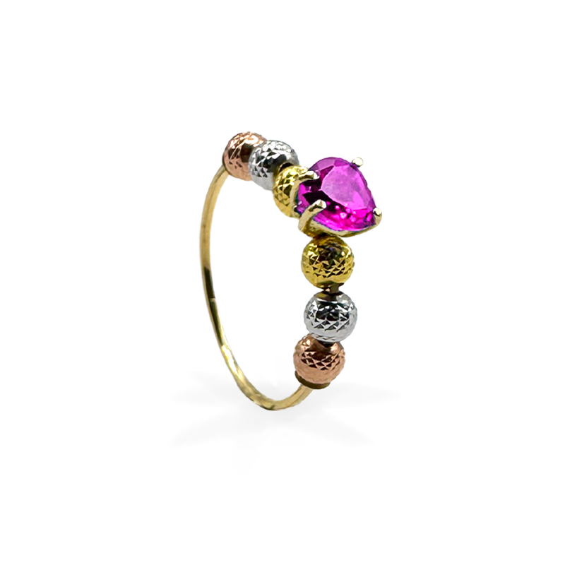 Anello Milleluci con cuore colorato Rosa - Oro18kt