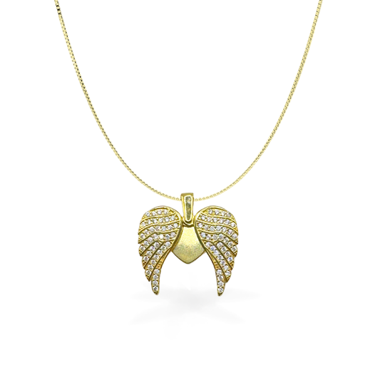 Collana con Cuore alato - Argento925 - Colore Giallo