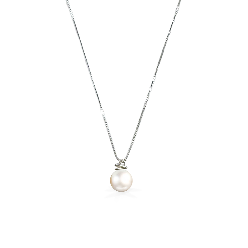Collana con Perla e Diamante - Oro18kt