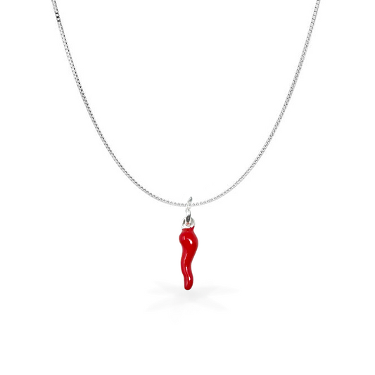 Collana "Curniciello" Portafortuna Argento925 - Colore Rosso