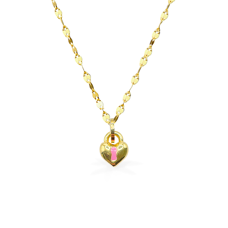 Collana "Cuore Smaltato" rosa in Oro18kt