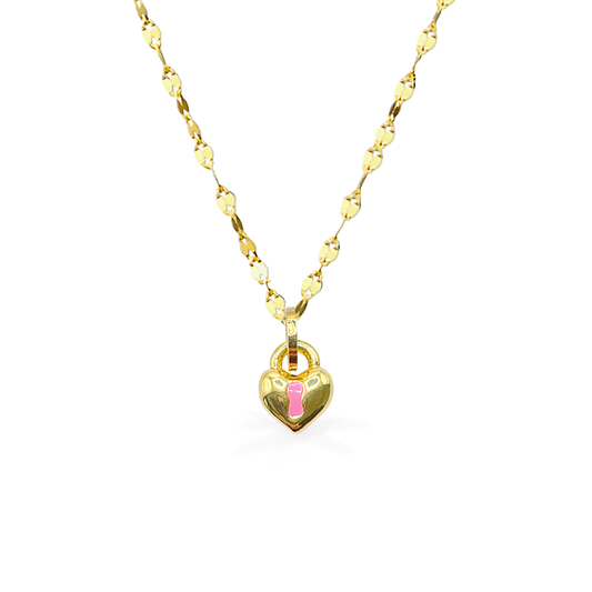 Collana "Cuore Smaltato" rosa in Oro18kt
