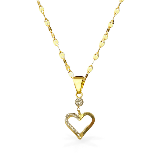Collana "Cuore Forato e Sfera" in Oro18kt e Zirconi