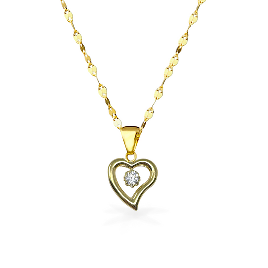 Collana "Cuore Forato con punto luce" in Oro18kt