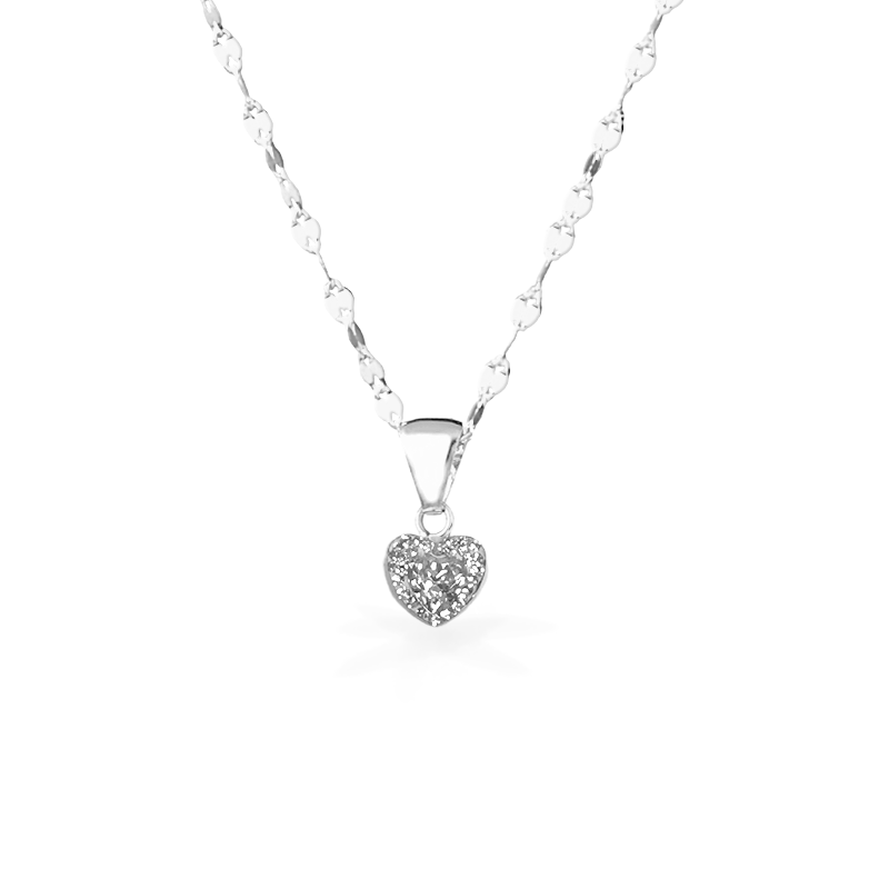 Collana "Cuore" in Oro18kt e Zirconi - Oro Bianco