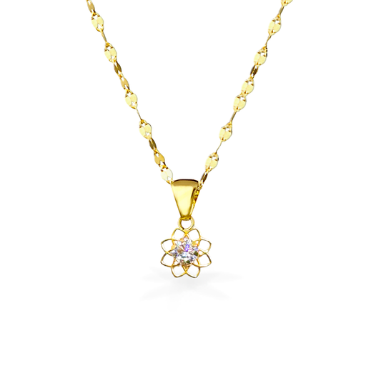 Collana Fiore con punto luce in Oro18kt