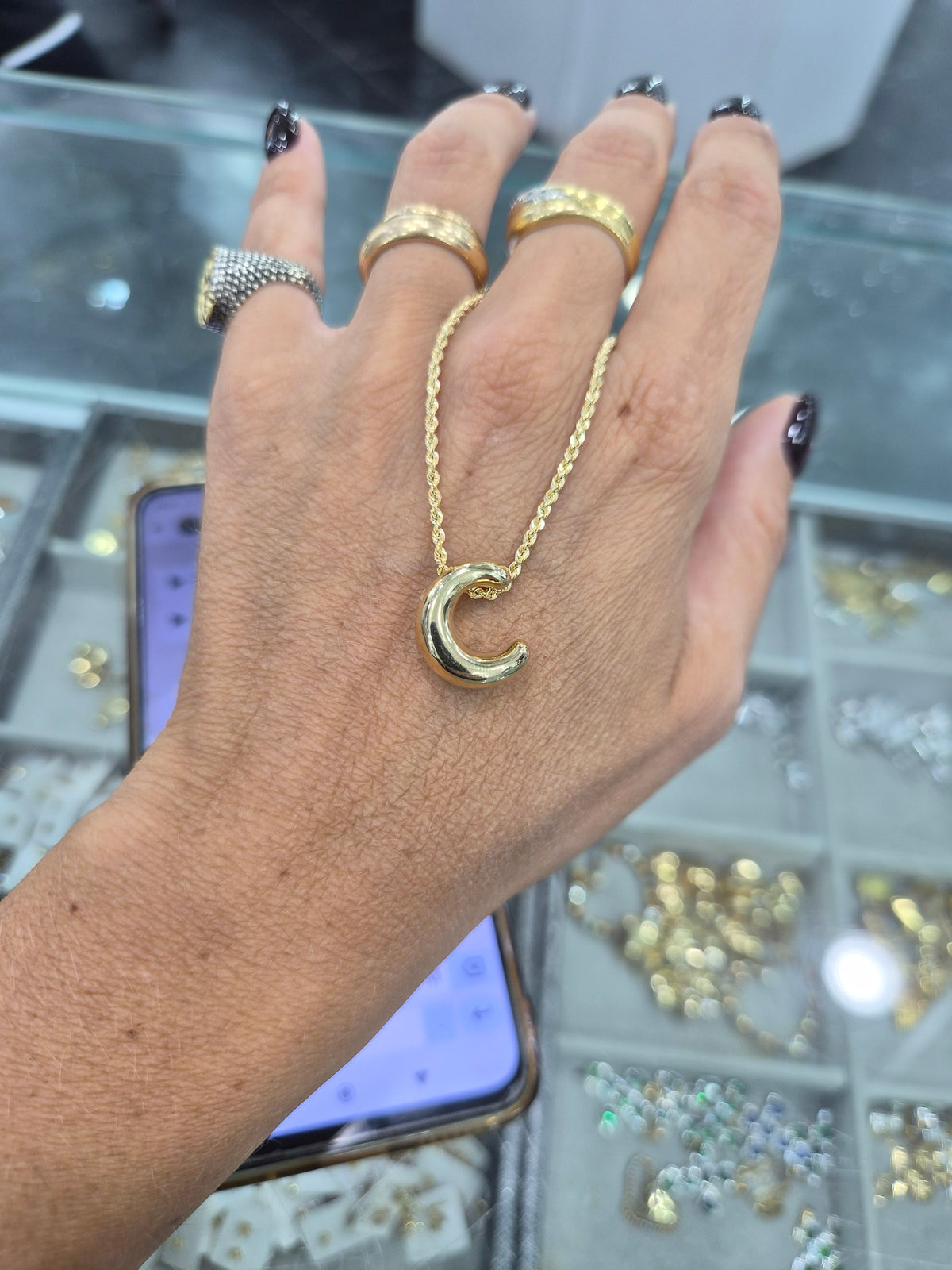 Collana completa + solo iniziale oro18kt