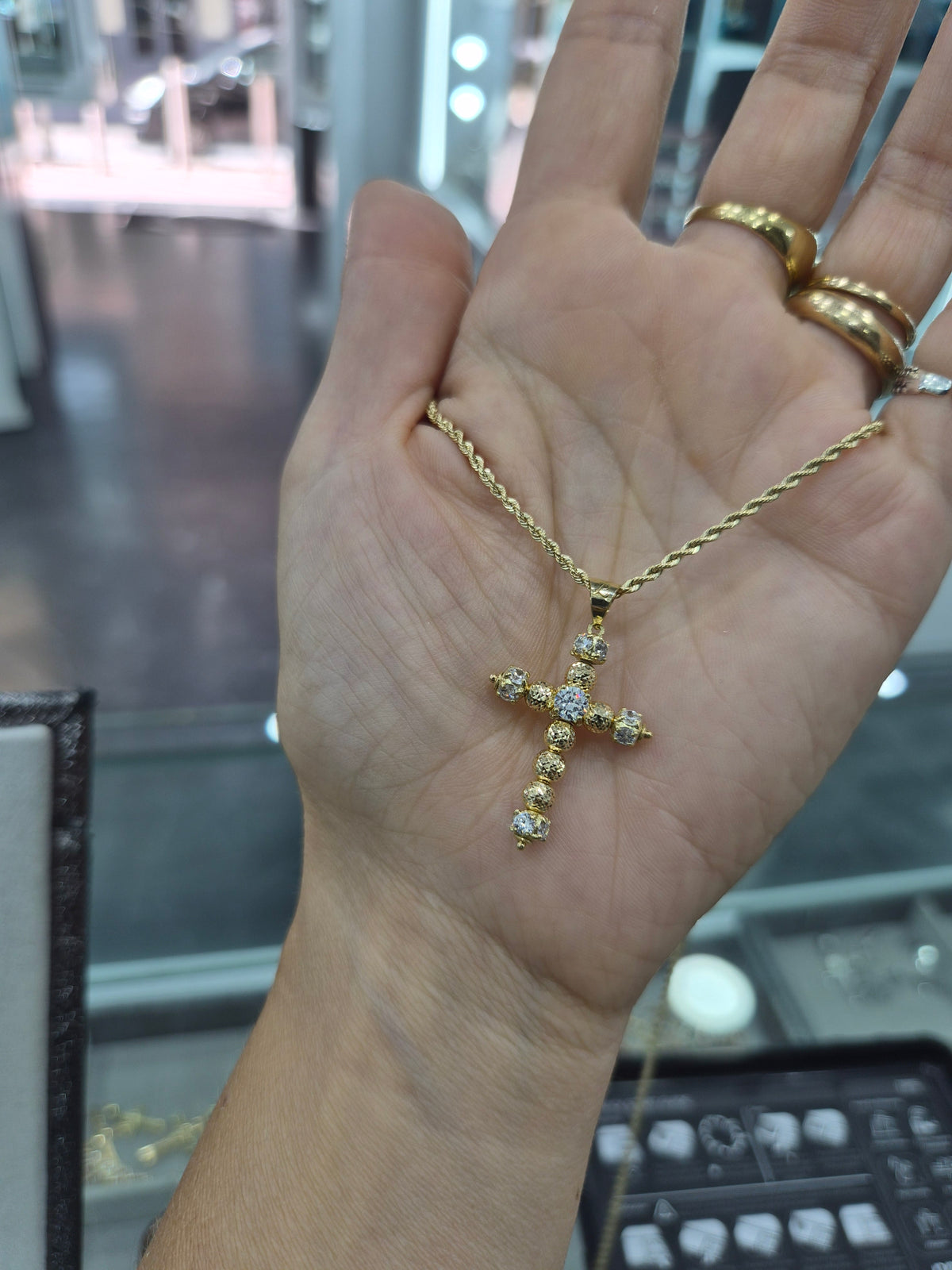 Croce milleluci con collana Oro18kt