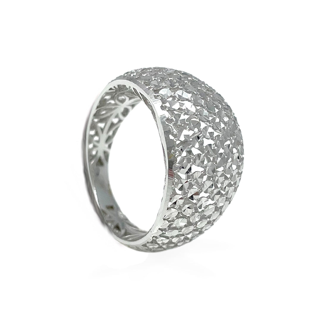 Anello a Fascia in Oro18kt Bianco con fine lavorazione Orafa Italiana - Oro18kt