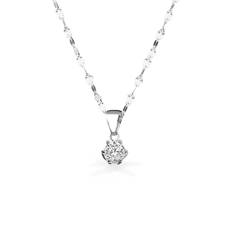 Collana in Oro Bianco con Punto Luce in Oro Bianco - Oro18kt