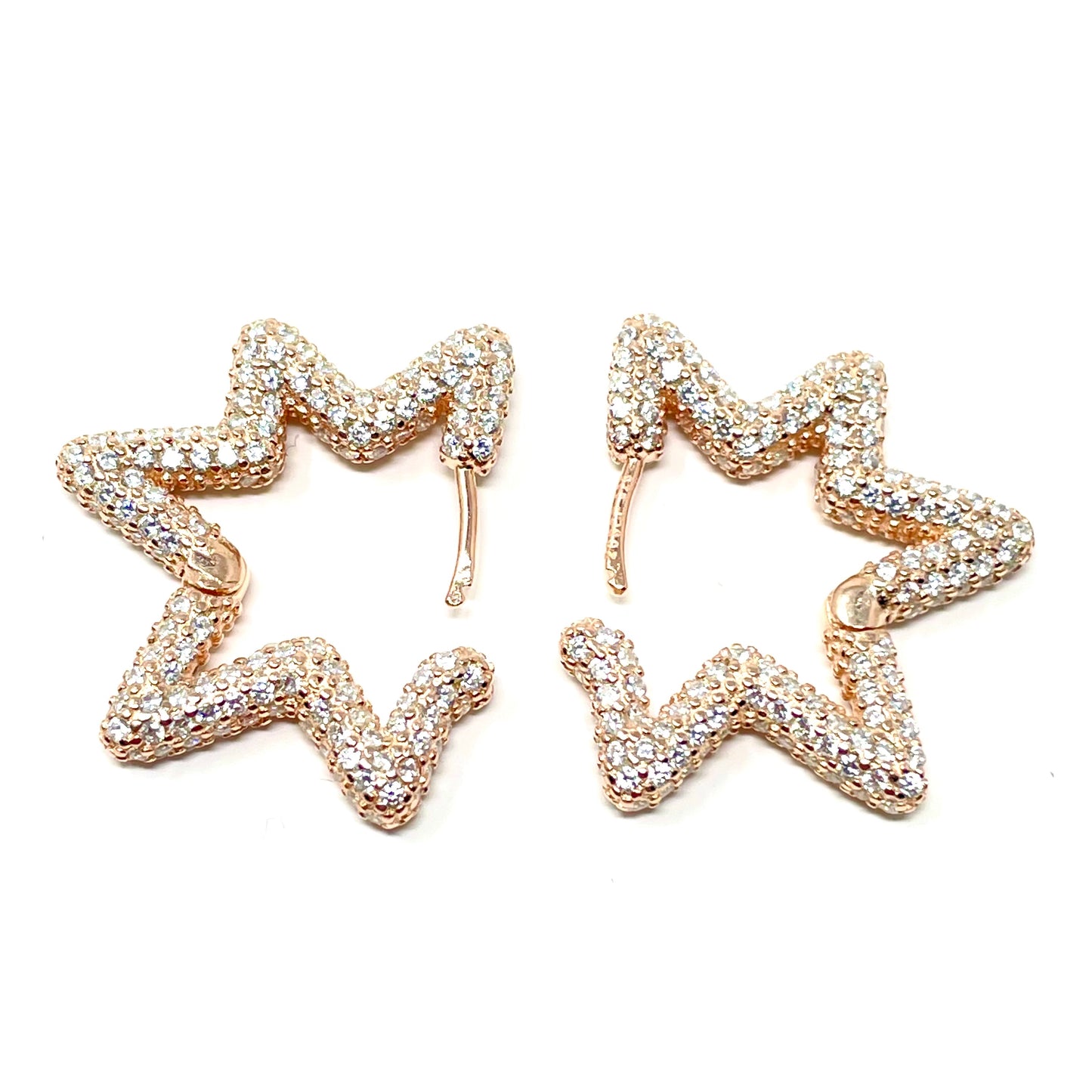 Orecchini "STAR" in Argento925 e zirconi bianchi - Colore Rosè