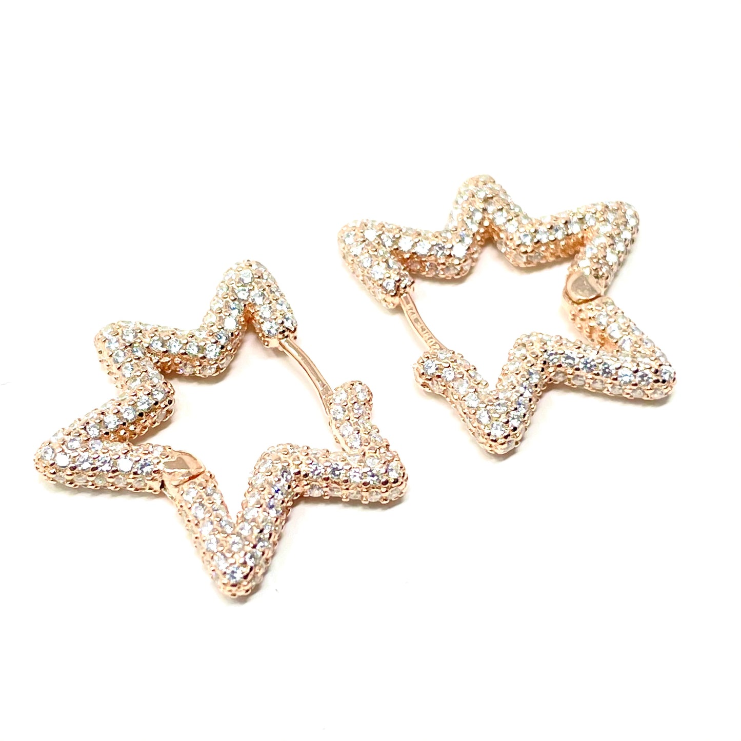 Orecchini "STAR" in Argento925 e zirconi bianchi - Colore Rosè