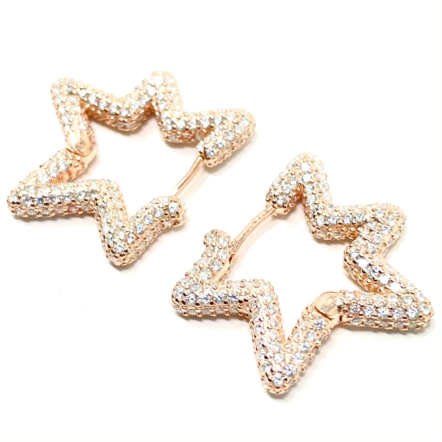 Orecchini "STAR" in Argento925 e zirconi bianchi - Colore Rosè