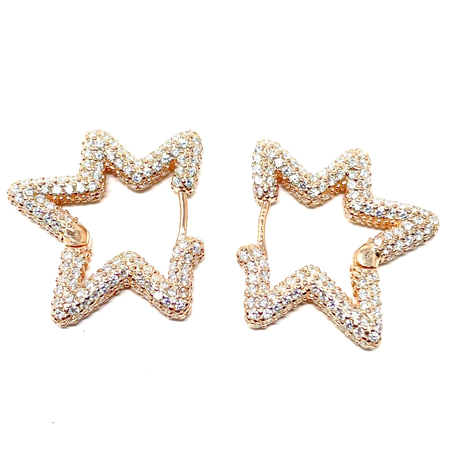 Orecchini "STAR" in Argento925 e zirconi bianchi - Colore Rosè