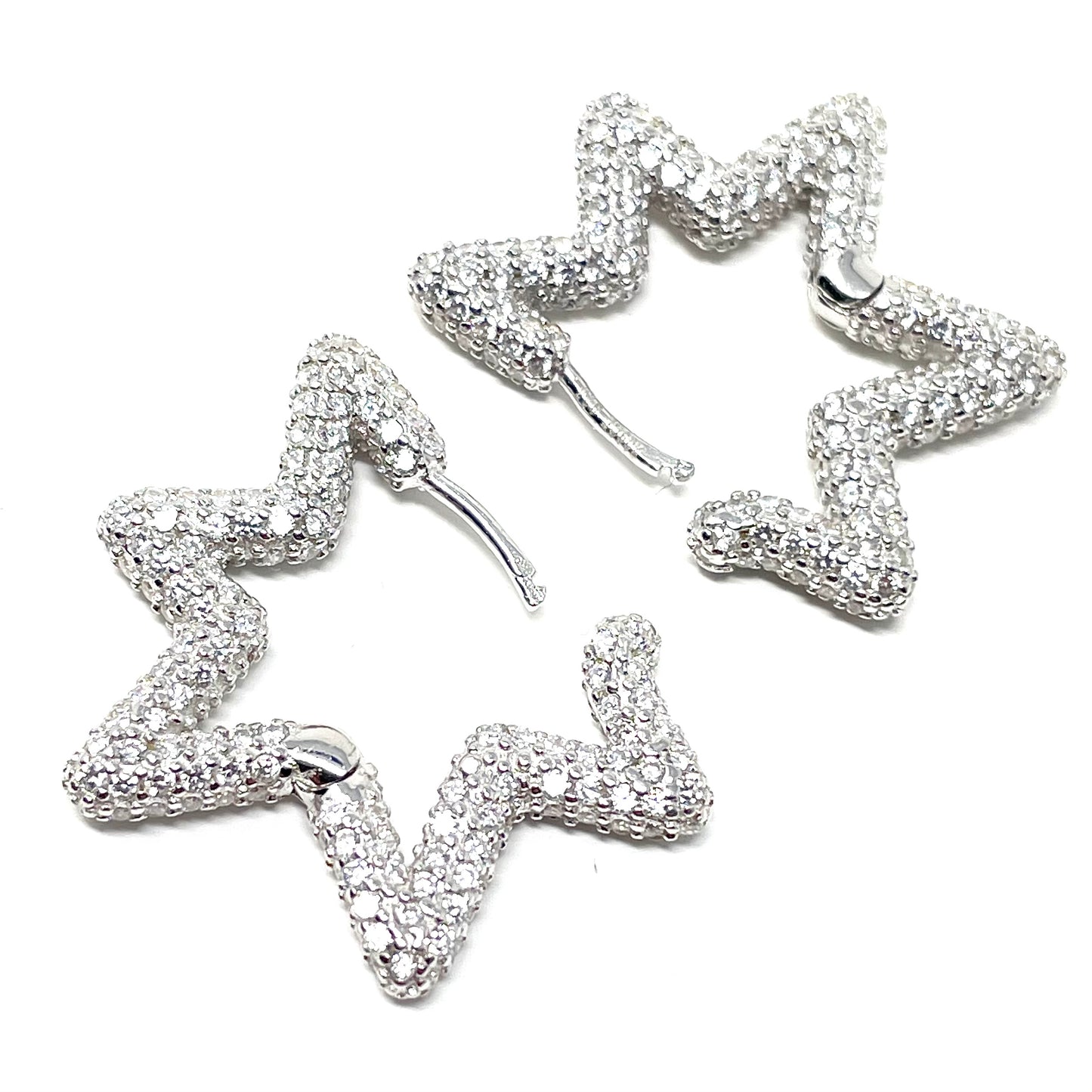 Orecchini "STAR" in Argento925 e zirconi bianchi - Colore Argento
