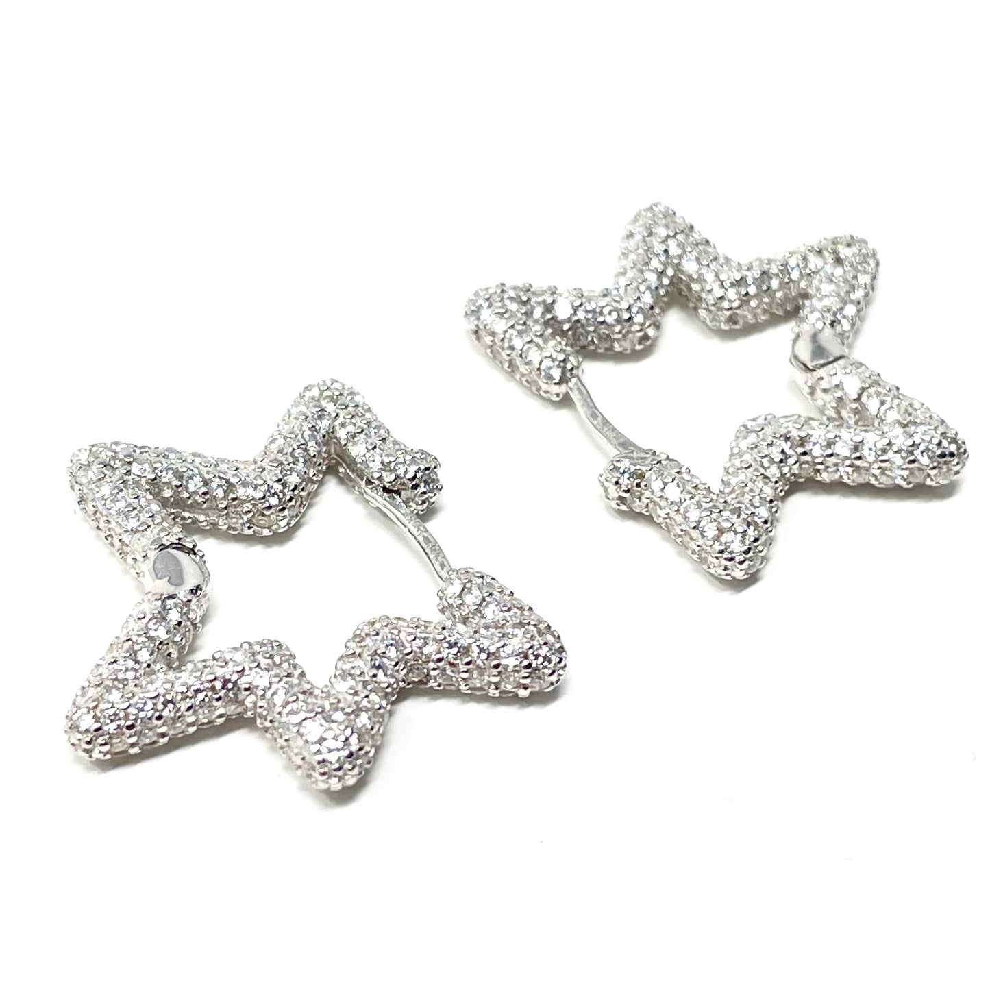 Orecchini "STAR" in Argento925 e zirconi bianchi - Colore Argento