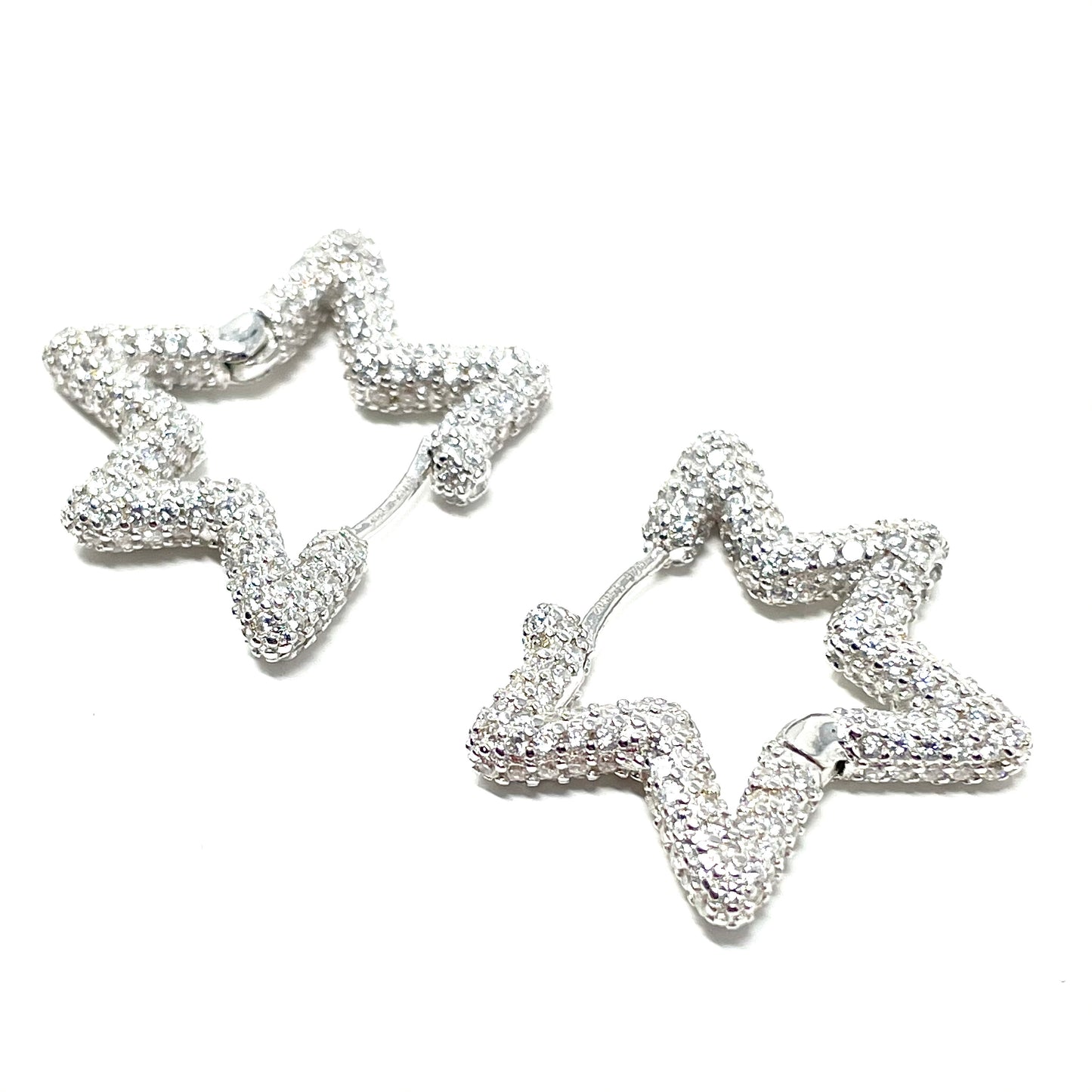 Orecchini "STAR" in Argento925 e zirconi bianchi - Colore Argento