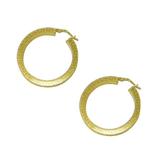 Orecchini con Motivo Greco in Argento925 - Colore Oro - Modello Squadrato