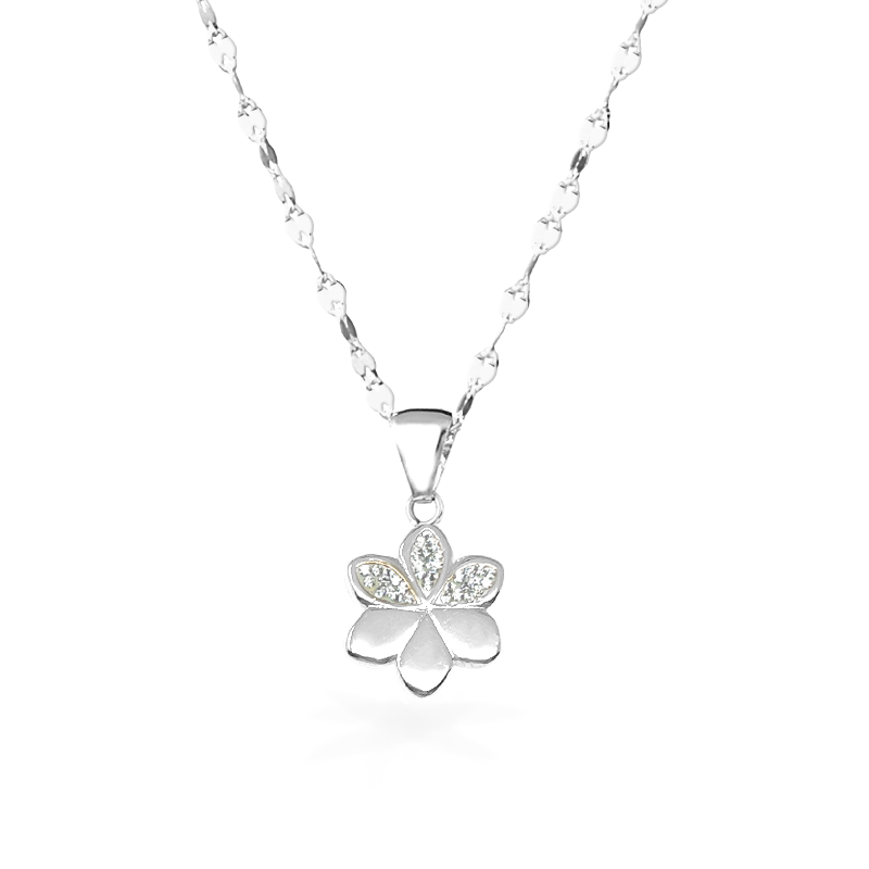 Collana in Oro Bianco modello Fiore - Oro18kt