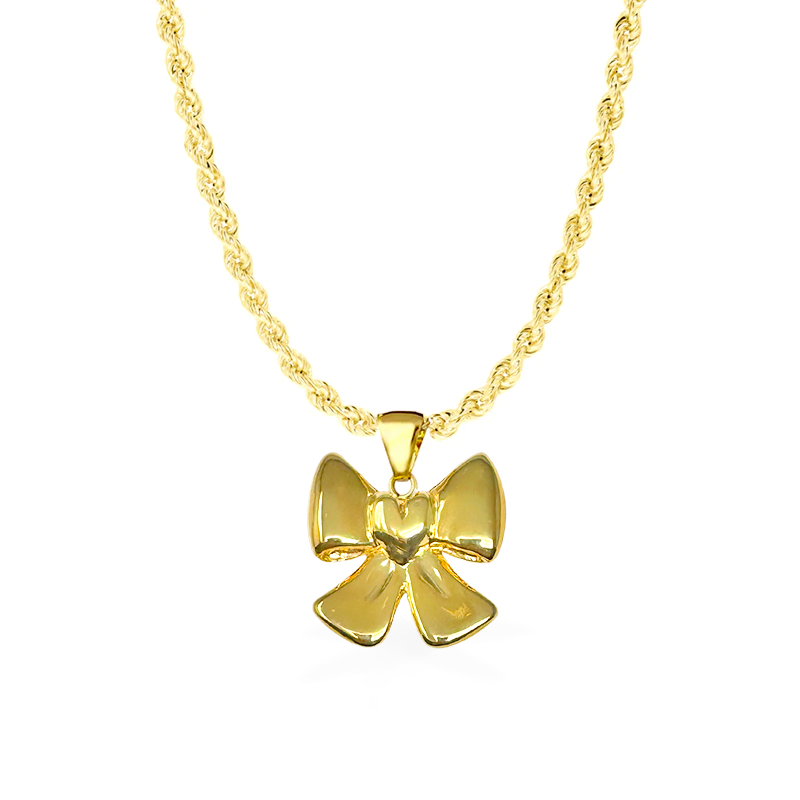 Collana con Fiocco Big e cuoricino centrale in Oro - Oro18kt