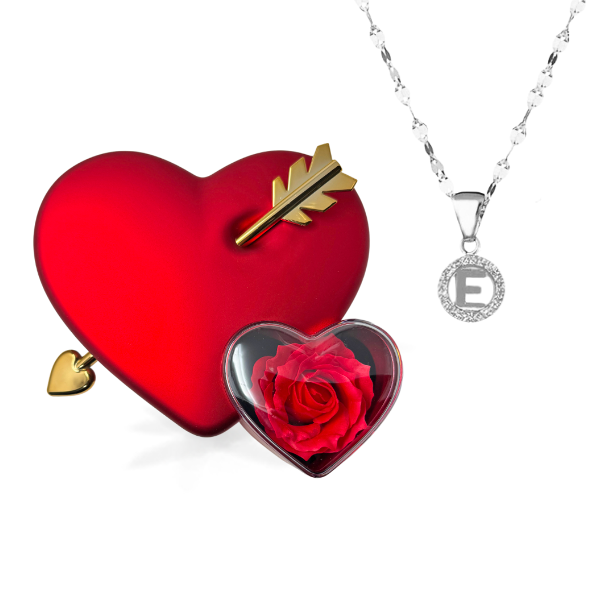 Box CUPIDO + Collana Personalizzata in Oro18kt con Lettera - Oro18kt Bianco