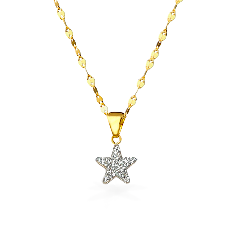 Collana in Oro - Stella con Zirconi - Oro18kt