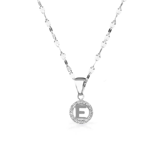 Collana in Oro Bianco - "LETTERA" con Zirconi - Oro18kt