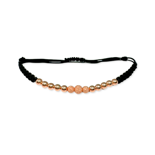 Bracciale ScoobyDoo in Tessuto con sfere in Oro Rosa - Oro18kt