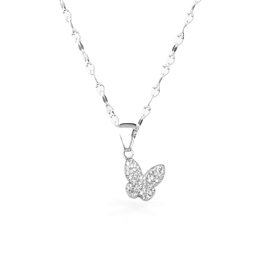 Collana in Oro Bianco - Farfalla - Oro18kt