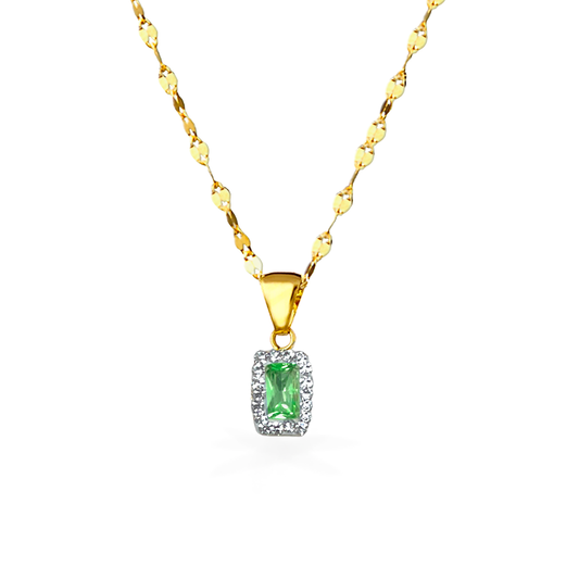 Collana e ciondolo in Oro e Zirconi - Verde - Oro18kt