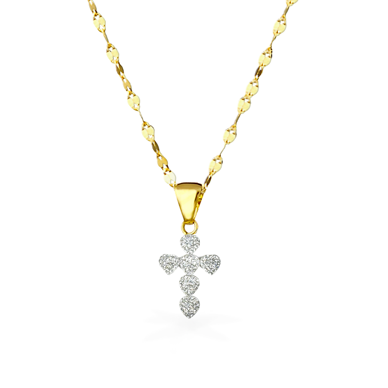 Collana in Oro con Croce e zirconi - Oro18kt