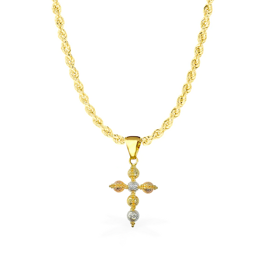 Collana con Croce a sfera multicolor in Oro - Oro18kt