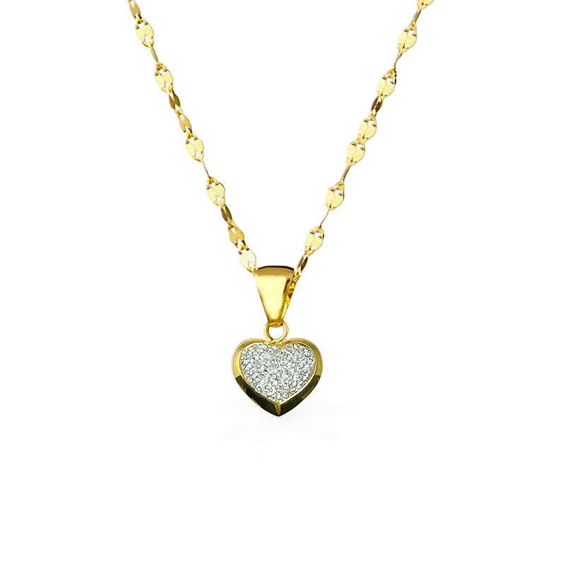 Collana in Oro con Cuore e zirconi - Oro18kt