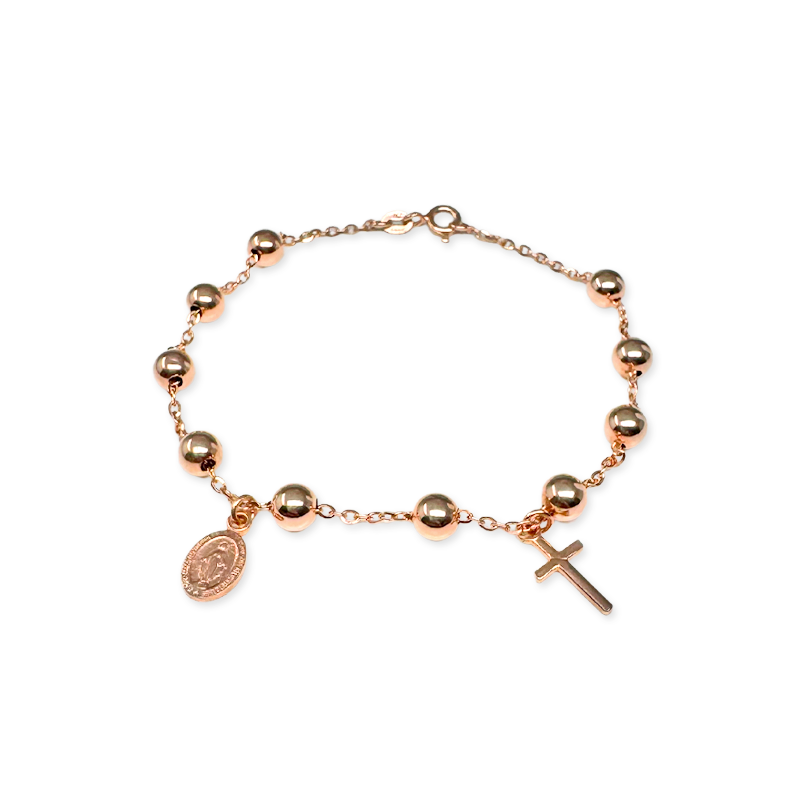 Bracciale rosario Big in Oro Rosa e ciondoli - Oro18kt