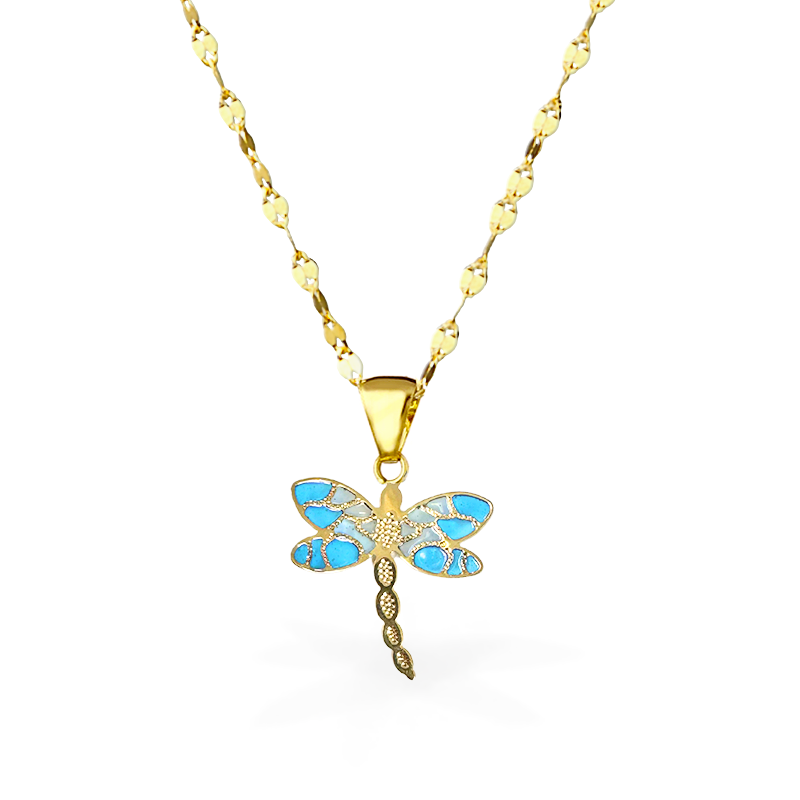 Collana in Oro18kt - FARFALLA AZZURRA - Oro18kt