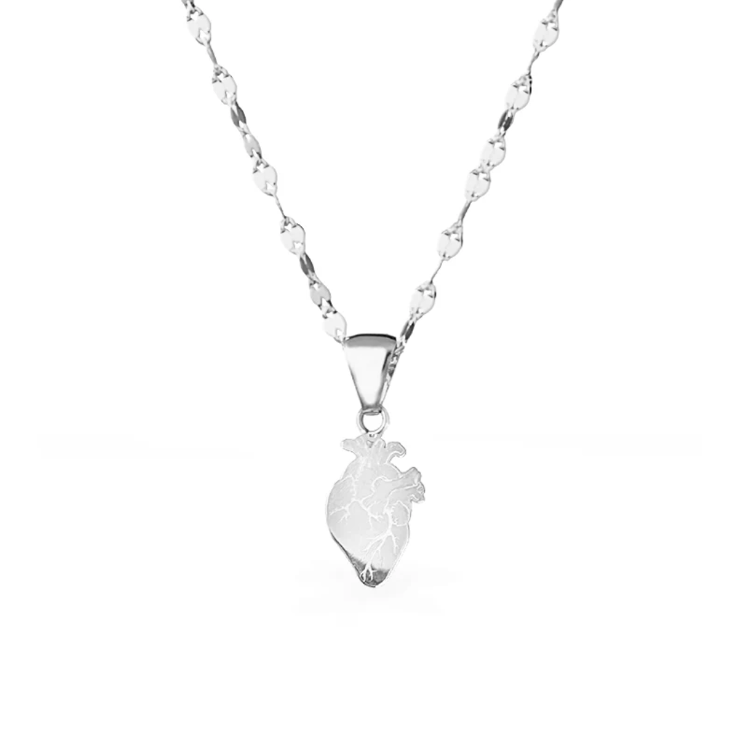 Collana in Oro Bianco con Cuore realistico - Oro18kt