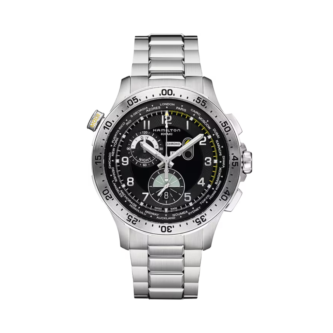 Khaki Aviation Worldtimer Chrono Quartz - Orologio da uomo - HAMILTON