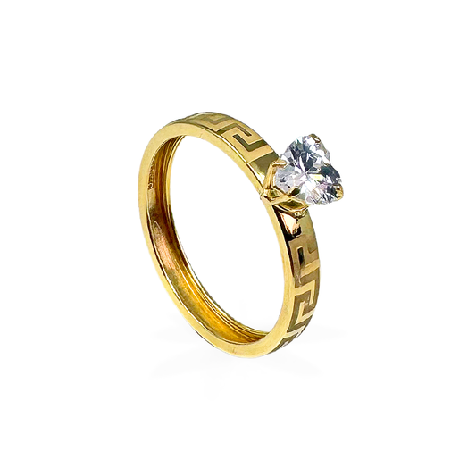 Anello con trama in Oro e Cuore - Oro18kt