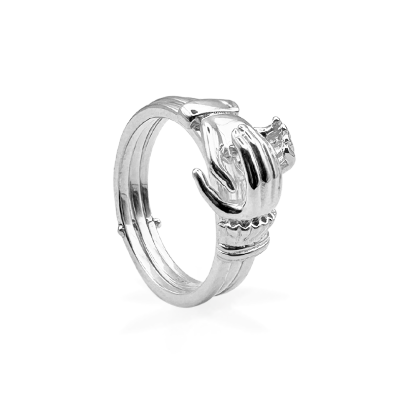 Special Edition - Anello Intreccio mani in Argento925 + Box San Valentino / Colore Argento