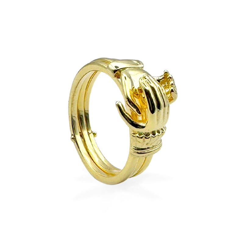 Special Edition - Anello Intreccio mani in Argento925 + Box San Valentino / Colore Oro