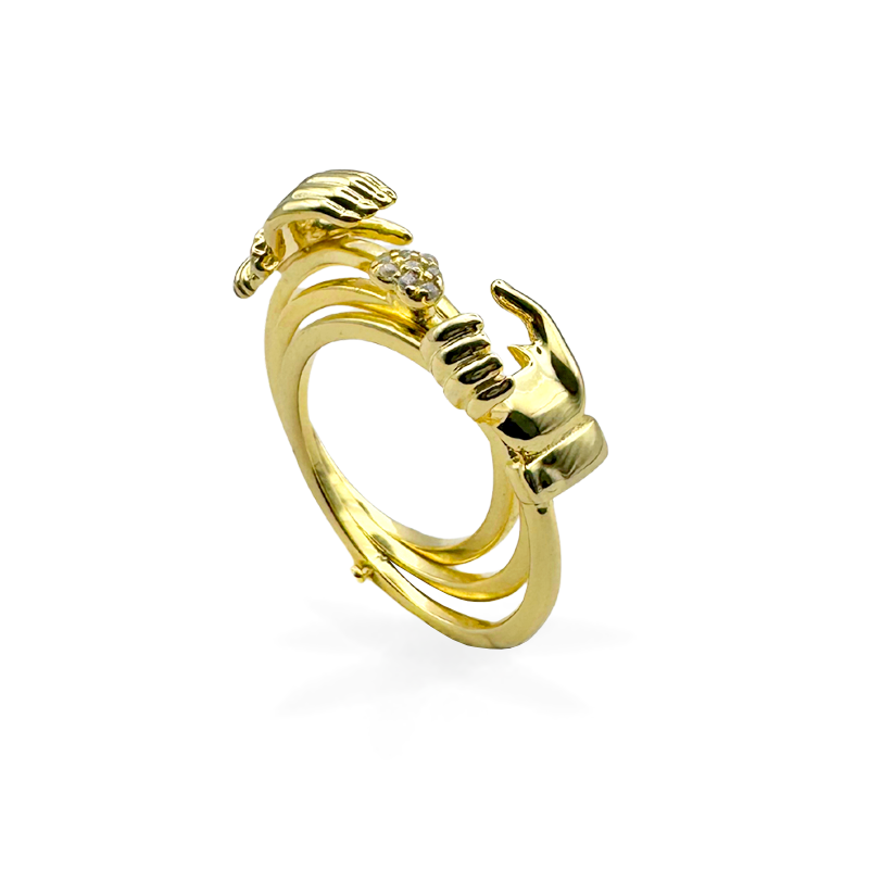 Special Edition - Anello Intreccio mani in Argento925 + Box San Valentino / Colore Oro