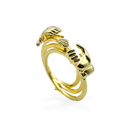 Special Edition - Anello Intreccio mani in Argento925 + Box San Valentino / Colore Oro