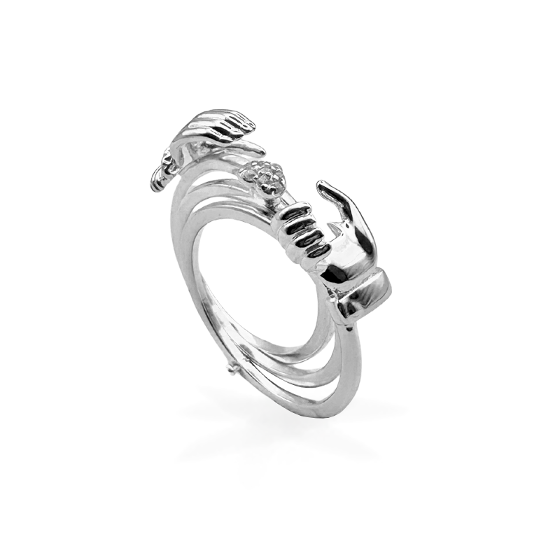 Special Edition - Anello Intreccio mani in Argento925 + Box San Valentino / Colore Argento
