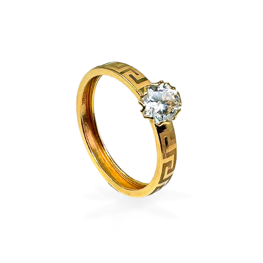 Anello in Oro con trama e Punto luce - Oro18kt