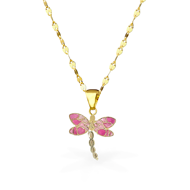 Collana in Oro18kt - FARFALLA ROSA - Oro18kt