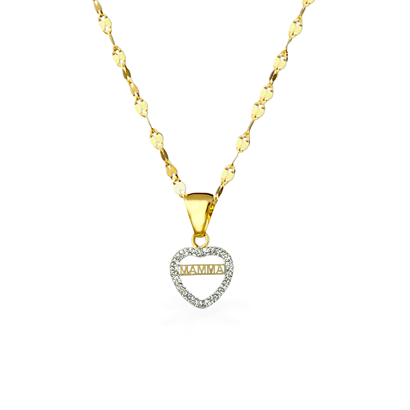 Collana in Oro con Cuore Mamma - Oro18kt